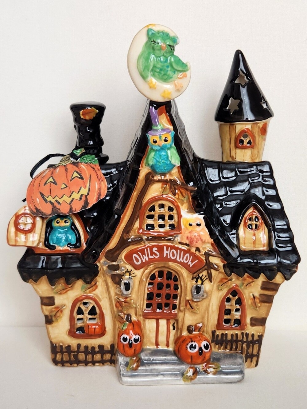 Blue Sky Clayworks Halloween Owl's Hollow Tealight House New